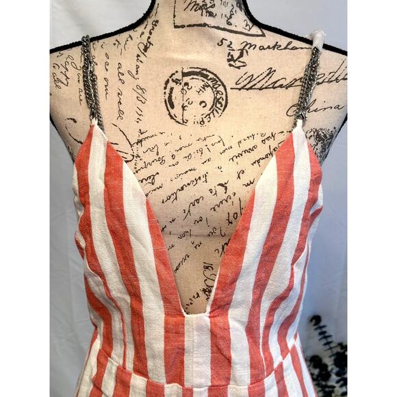 Millau Linen Romper Fully Lined Chain Straps Chain Accents S - Picture 5 of 16